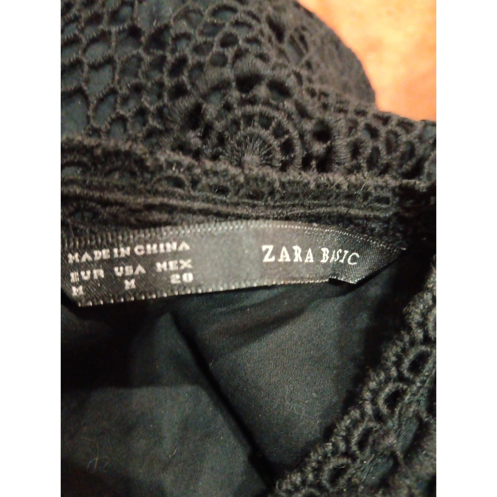 Zara Crochet Mini Dress Floral Black Retro Y2k - Picture 11 of 13